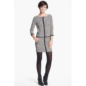 Rag & Bone Size 6 Black White Heathered Knit Tweed Camden Melange Shift Dress